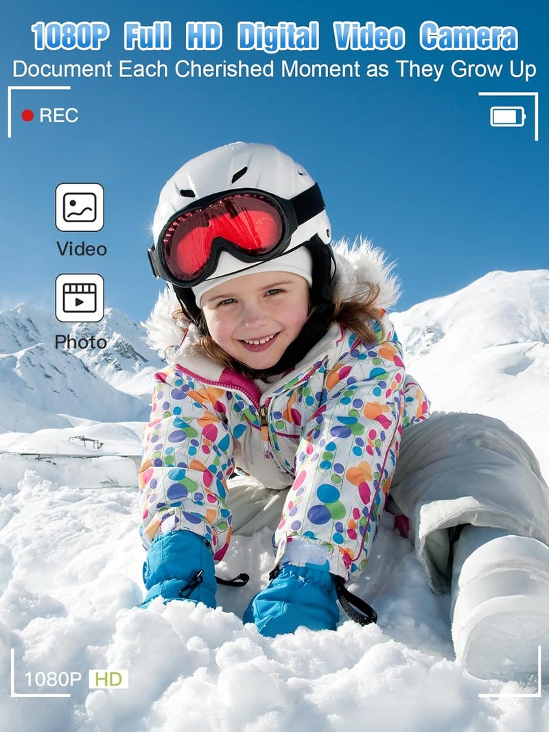 Bhagdaoe كاميرا رقمية للأطفال، FHD 1080P 56MP بؤرة تلقائية ونقطة تصوير مع زوم 16X، بطاقة TF سعة 32GB، بطارية، فلاش، كشف الوجه، مضادة للاهتزاز، كاميرات سفر مدمجة للأولاد والبنات والمراهقين هدية للأطفال (أسود) - Image 3